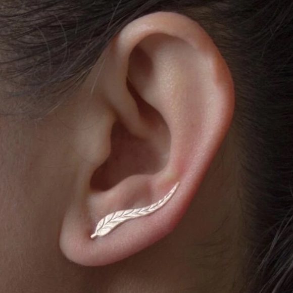 Jewelry - Gold Feather Leaf Earrings